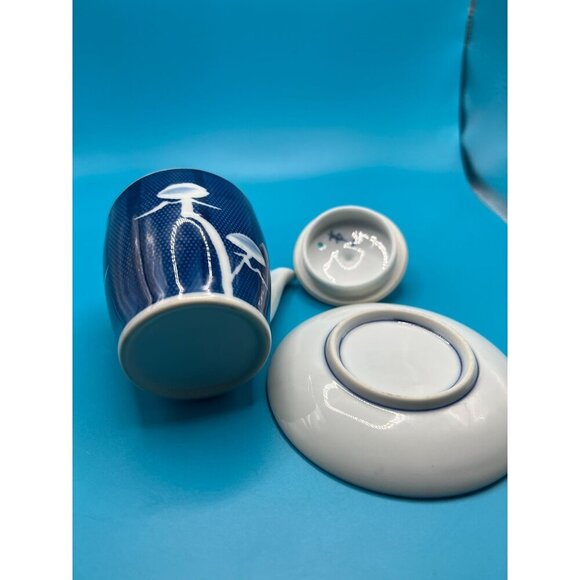 Vintage Japanese Arita ware Porcelain Blue & White sauce pot matching dish - Picture 6 of 6